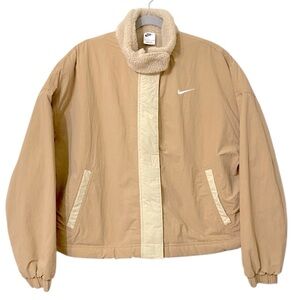 Nike Tan Women's Sportswear Essential Woven High Loft Sherpa Lined Jacket